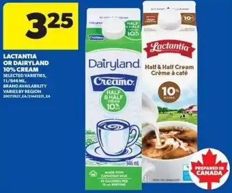 Real Canadian Superstore Lactantia or dairyland 10% cream offer