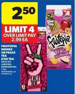 Real Canadian Superstore Fruitopia drinks or peace tea iced tea offer