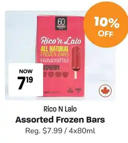 Blush Lane Organics Rico N Lalo Assorted Frozen Bars offer