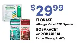 Value Drug Mart Flonase Allergy Relief 120 Sprays Robaxacet or Robaxisal Extra Strength 40's offer