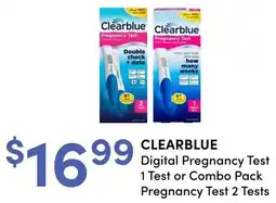 Value Drug Mart Clearblue Digital Pregnancy Test 1 Test or Combo Pack Pregnancy Test 2 Tests offer