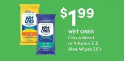 Value Drug Mart Wet Ones Citrus Scent or Vitamin E & Aloe Wipes 20's offer