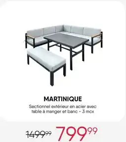 Meubles RD Martinique Sectionnel extérieur en acier avec table à manger et banc offer