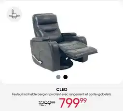 Meubles RD Cleo Fauteuil inclinable berçant pivotant avec rangement et porte-gobelets offer