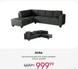 Meubles RD Nora Sectionnel réversible avec dossier rabattable et porte-gobelets offer