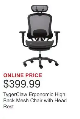 Costco TygerClaw Ergonomic High Back Mesh Chair with Head Rest offer