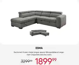 Meubles RD Esma Sectionnel-lit avec chaise longue, appuis-tête ajustables et range-ment offer