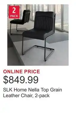 Costco SLK Home Nella Top Grain Leather Chair, 2-pack offer