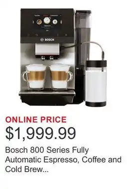 Costco Bosch 800 Series Fully Automatic Espresso, Coffee and Cold Brew Machine with Built in Grinder offer