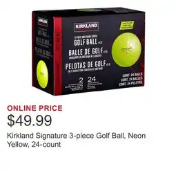 Costco Kirkland Signature 3-piece Golf Ball, Neon Yellow, 24-count offer