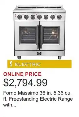 Costco Forno Massimo 36 in. 5.36 cu. ft. Freestanding Electric Range with French Door Design offer