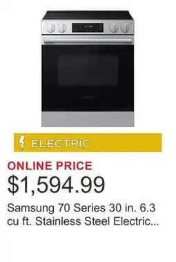 Costco Samsung 70 Series 30 in. 6.3 cu ft. Stainless Steel Electric Slide-in Range with Air Fry offer