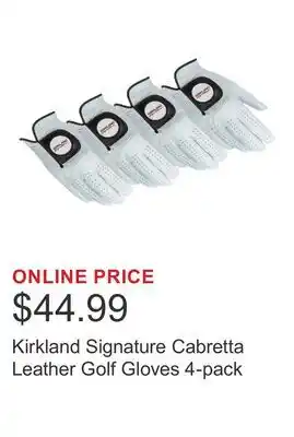Costco Kirkland Signature Cabretta Leather Golf Gloves 4-pack offer