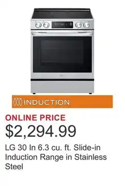 Costco LG 30 In 6.3 cu. ft. Slide-in Induction Range in Stainless Steel offer