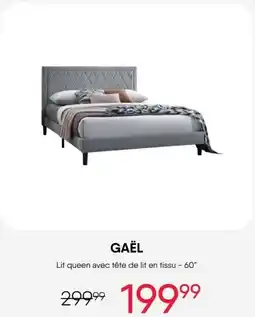 Meubles RD Gaël Lit queen avec tête de lit en tissu - 60" offer