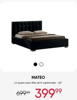 Meubles RD Mateo Lit queen avec tête de lit capitonnée - 60" offer