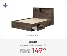 Meubles RD Ulysses Lit simple avec 3 tiroirs et tête de lit - 39" offer
