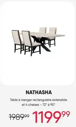 Meubles RD Nathasha Table à manger rectangulaire extensible et 4 chaises offer