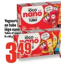 Bonanza Yogourts en tube iögo nano Tubes of yogurt offer