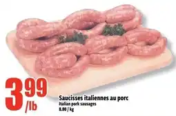 Bonanza Saucisses italiennes au porc Italian pork sausages offer