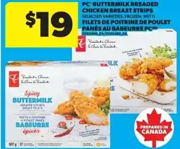 Real Canadian Superstore Pc buttermilk breaded chicken breast strips offer