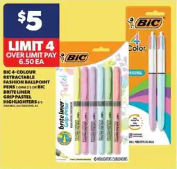 Dominion Fashion Ballpoint Pens 1.0mm 2's or Bic Brite Liner Grip Pastel Highlighters 6's offer