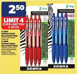 Dominion Z-Grip Retractable Ballpoint Pens, Blue, Black or Red, or Z-Grip Smooth, Soft Touch or Ice Cream Barrel, Black offer