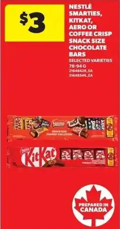Real Canadian Superstore Nestlé smarties, kitkat, aero or coffee crisp snack size chocolate bars offer