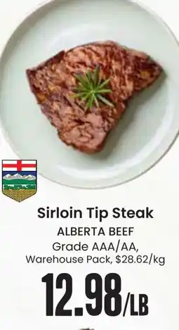 Freson Bros Sirloin tip steak alberta beef grade aaa/aa offer