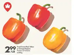 Garden Foods Fresh sweet red, yellow or orange peppers product of ontario offer