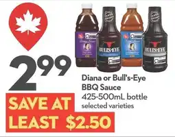 Garden Foods Diana or bull's-eye bbq sauce offer