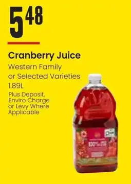 Freson Bros Cranberry Juice Western Family offer