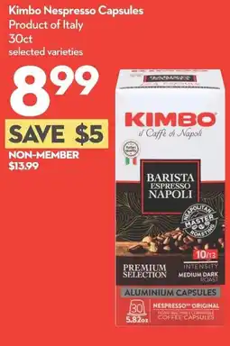 Garden Foods Kimbo nespresso capsules offer