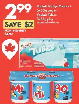 Garden Foods Yoplait minigo yogourt or yoplait tubes offer