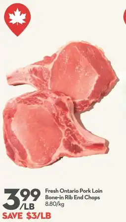Garden Foods Fresh ontario pork loin bone-in rib end chops offer