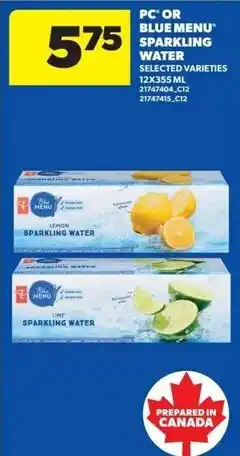 Real Canadian Superstore Pc' or blue menu sparkling water offer