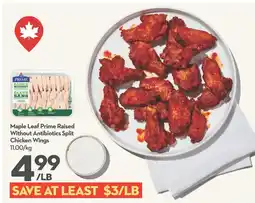 Longo's Maple Leaf Prime Raised Without Antibiotics Split Chicken Wings offer