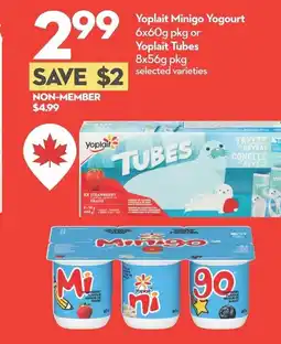 Longo's Yoplait minigo yogour or yoplait tubes offer