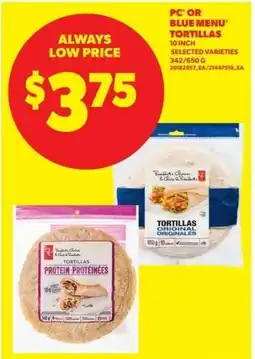 Real Canadian Superstore Pc or blue menu tortillas offer