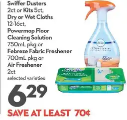 Longo's Swiffer dusters, kits, dry or wet cloths, powermop floor cleaning solution or febreze fabric freshener or air freshener offer