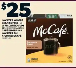 Loblaws Lavazza whole bean coffee or mccafé k-cups offer