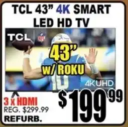 TechSource TCL 43" 4K SMART LED HD TV offer