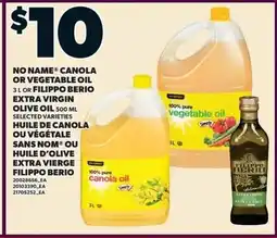 Loblaws No name canola or vegetable oil or filippo berio extra virgin olive oil offer