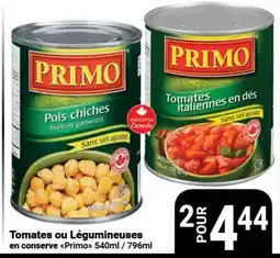 Pasquier Tomates ou Légumineuses en conserve Primo offer