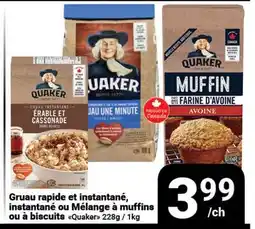 Pasquier Gruau rapide et instantané, instantané ou Mélange à muffins ou à biscuits Quaker offer