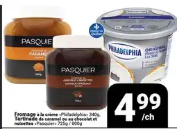 Pasquier Fromage à la crème Philadelphia 340 g, Tartinade de caramel ou au chocolat et noisettes Pasquier offer