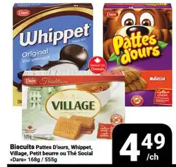 Pasquier Biscuits Pattes D'ours, Whippet, Village, Petit beurre ou Thé Social offer