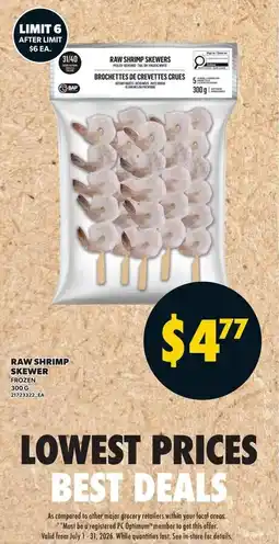 Loblaws Raw shrimp skewer offer