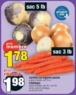Super C carottes ou oignons jaunes ou rutabagas | carrots, onions or rutabagas offer