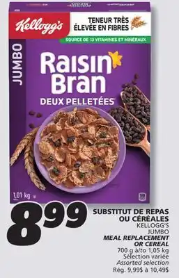 IGA KELLOGG'S JUMBO MEAL REPLACEMENT OR CEREAL offer